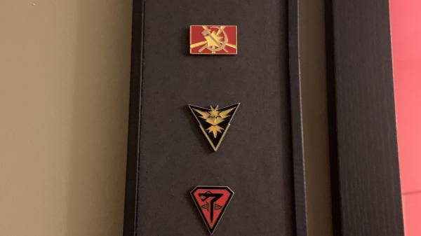 Circa 1999 Red Alert official faction pins, I ordered direct from Westwood from their mercy catalog. Mounted on my wall in good company.