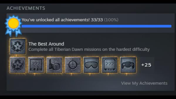 And that's it. 100% achievements. What happens now? Tiberian Dawn on hard was an absolute mountain with a large humble pie at the peak.
